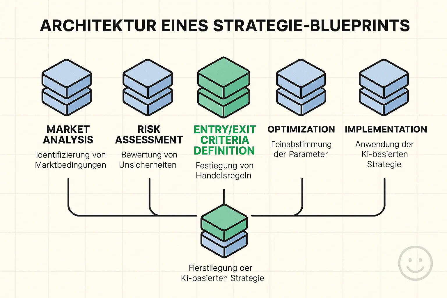 Vertrauen Sie auf einen fundierten Strategie-Blueprint-Prozess, der systematisch jede Phase der Handelsstrategieentwicklung abdeckt und Ihre Expertise unter Beweis stellt.